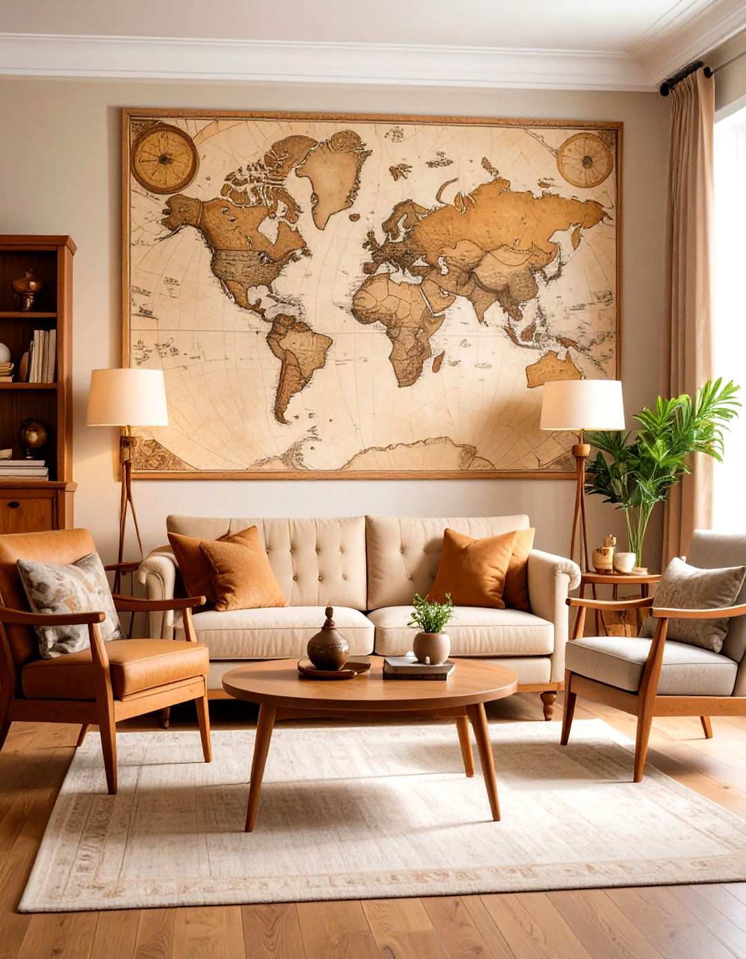 Vintage Map Wallpaper Treatments - 24 Steampunk Living Room Ideas
