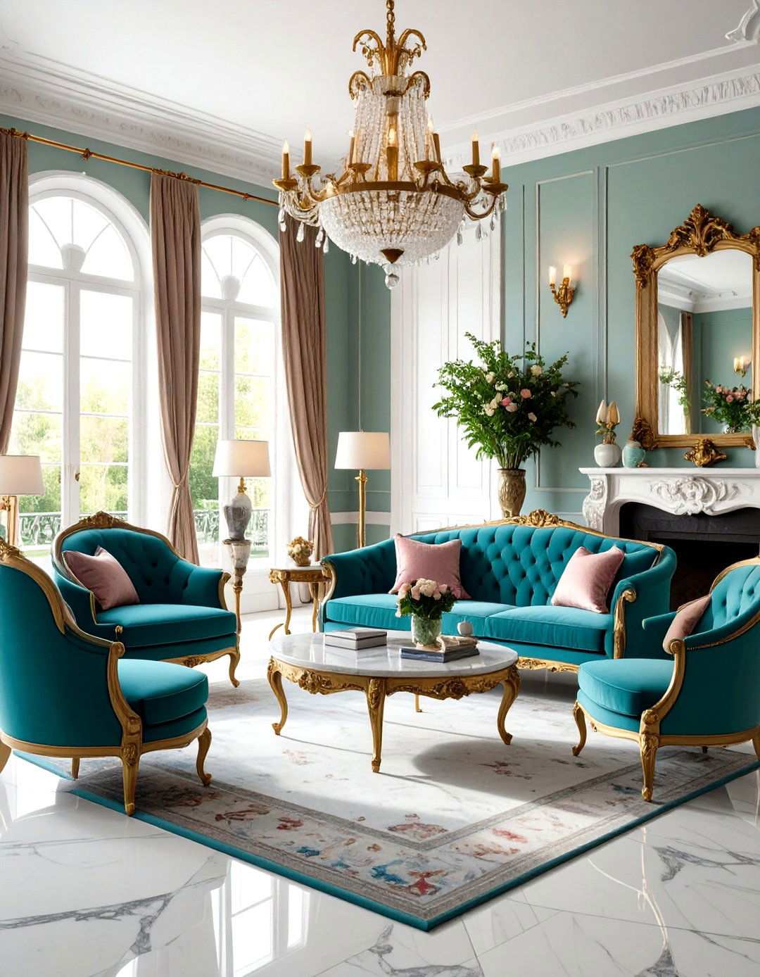 Vintage Marble Revival Style - 24 Marble Floor Living Room Ideas