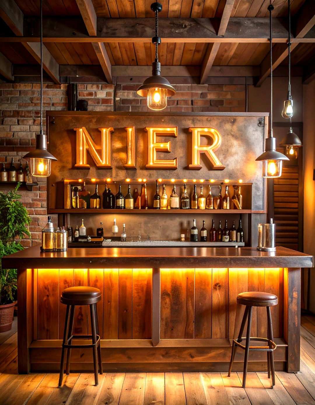 Vintage Metal Bar Sign with LED Backlighting - 24 Man Cave Sign Ideas