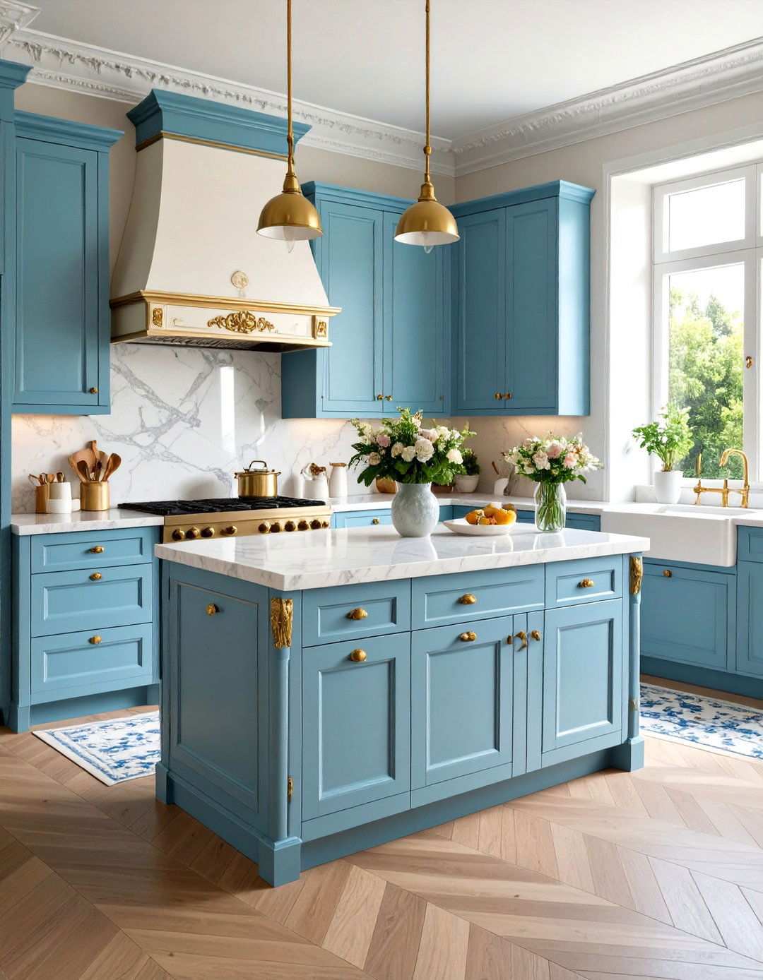 Vintage Parisian One Wall Kitchen with Ornate Details - 24 One Wall Kitchen Ideas