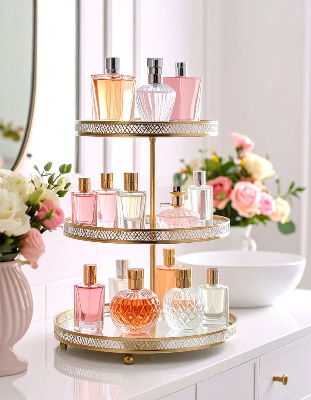 Vintage Perfume Display - 24 Romantic Bathroom Ideas