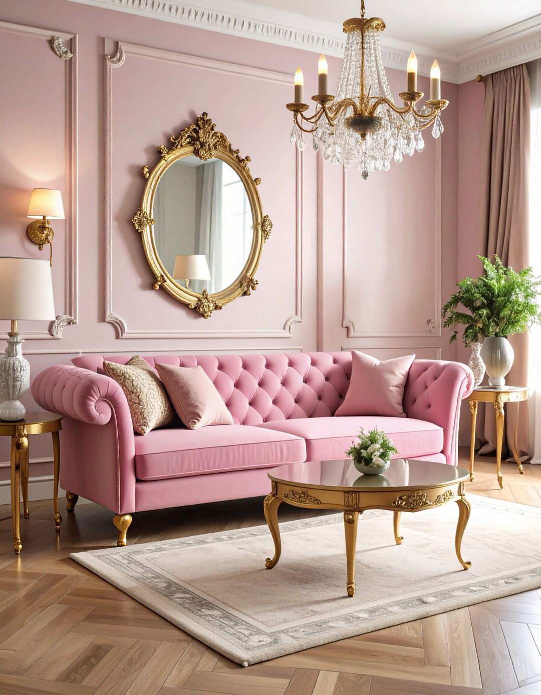 Vintage Pink Revival Elegance - 24 Pink Living Room Ideas