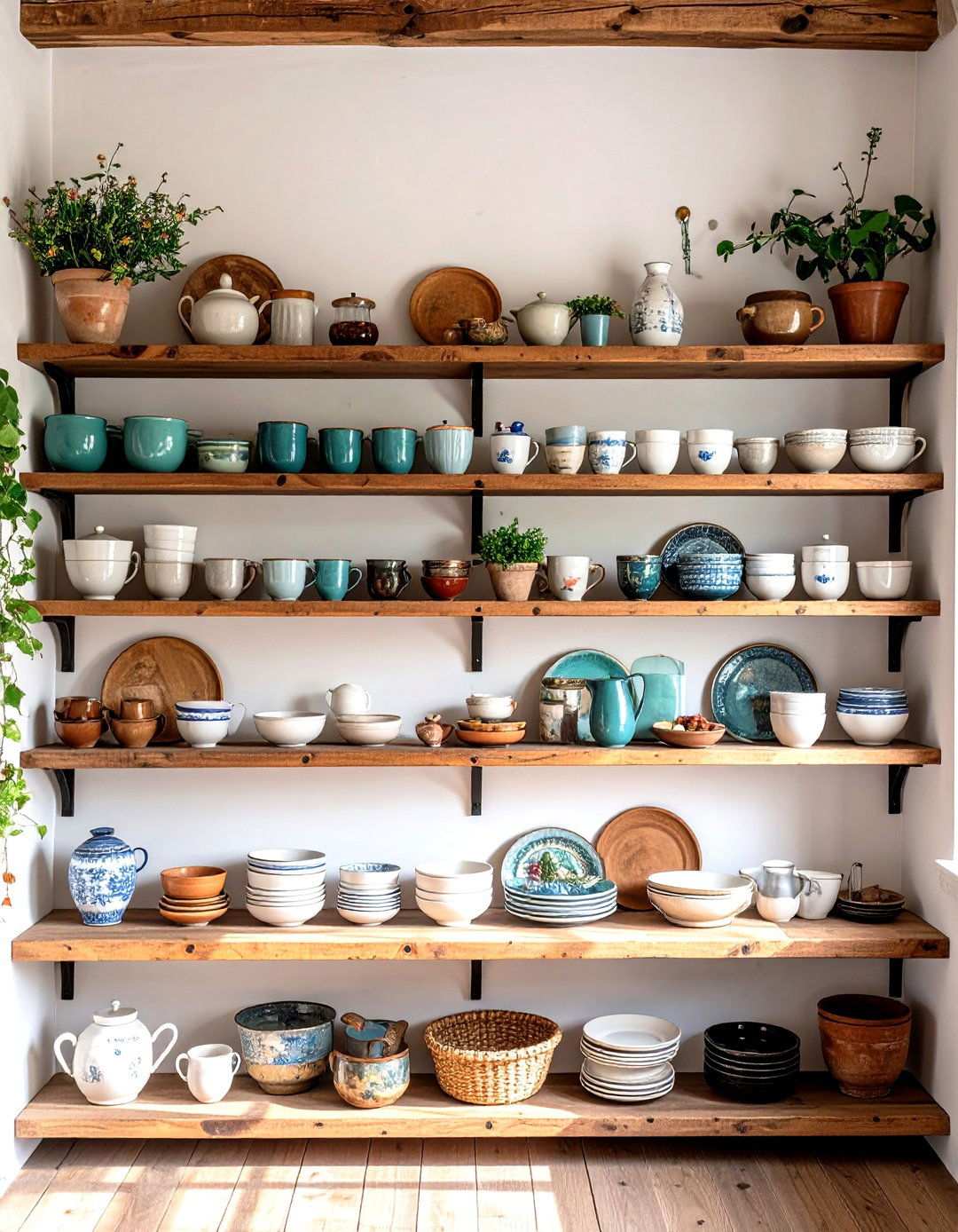 Vintage Pottery Display Kitchen - 24 Tuscan Kitchen Design Ideas