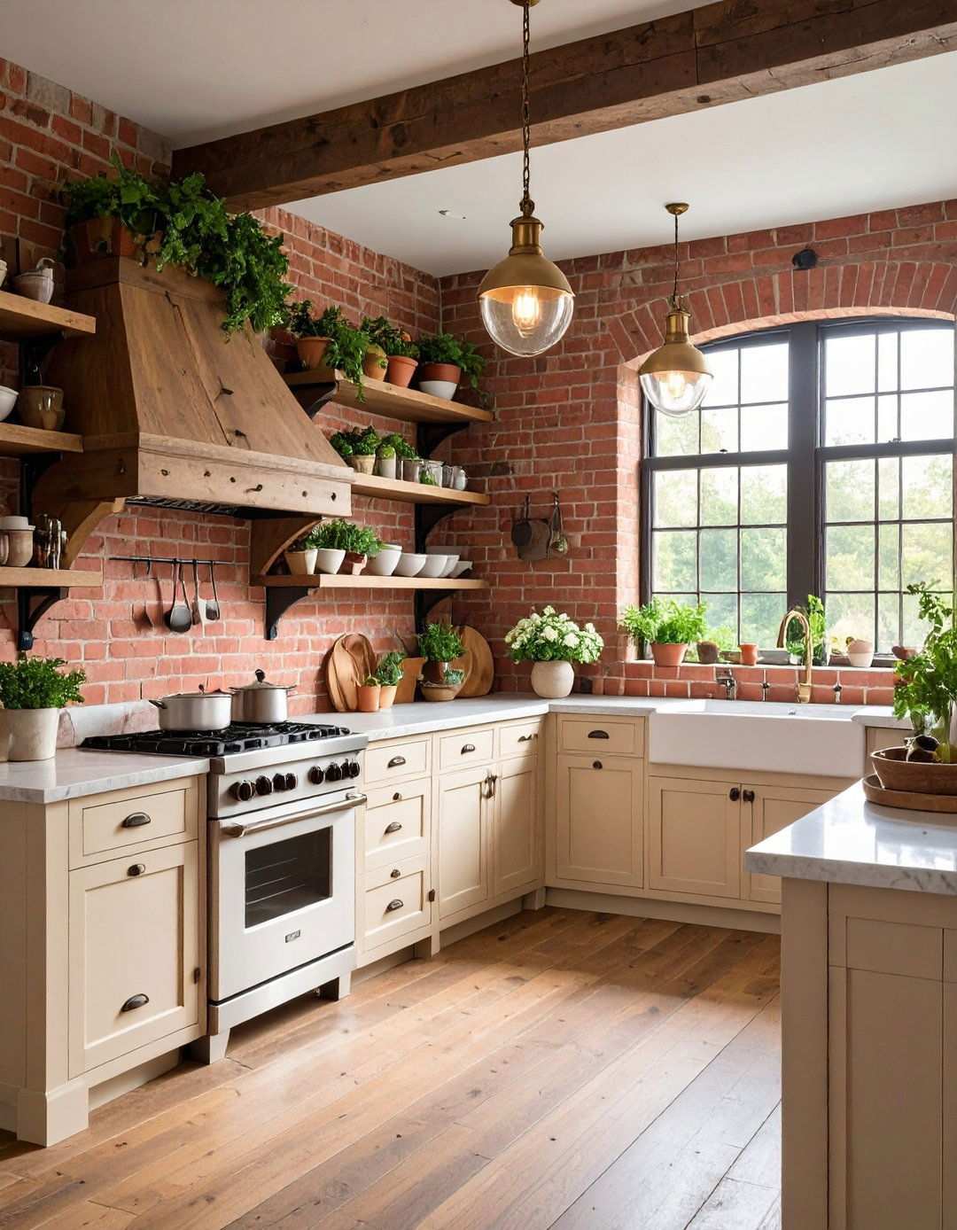 Vintage Red Brick Pantry Kitchen - 24 Red Brick Kitchen Ideas