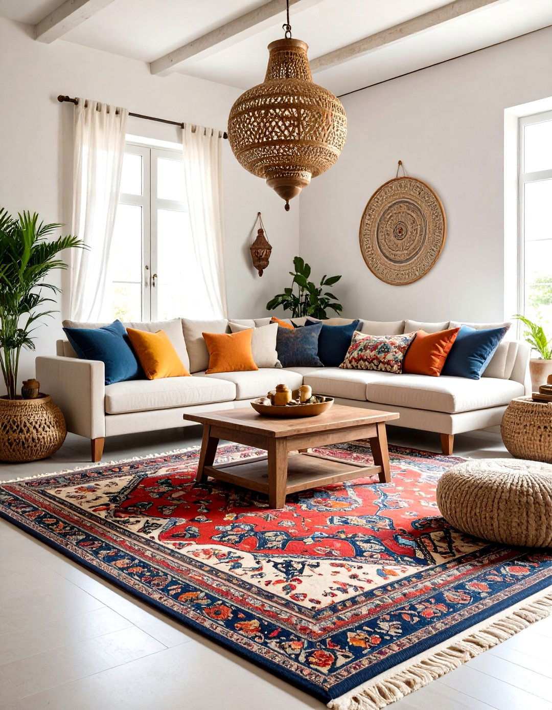 Vintage Rug Layering Living Room - 24 Maximalist Living Room Design Ideas