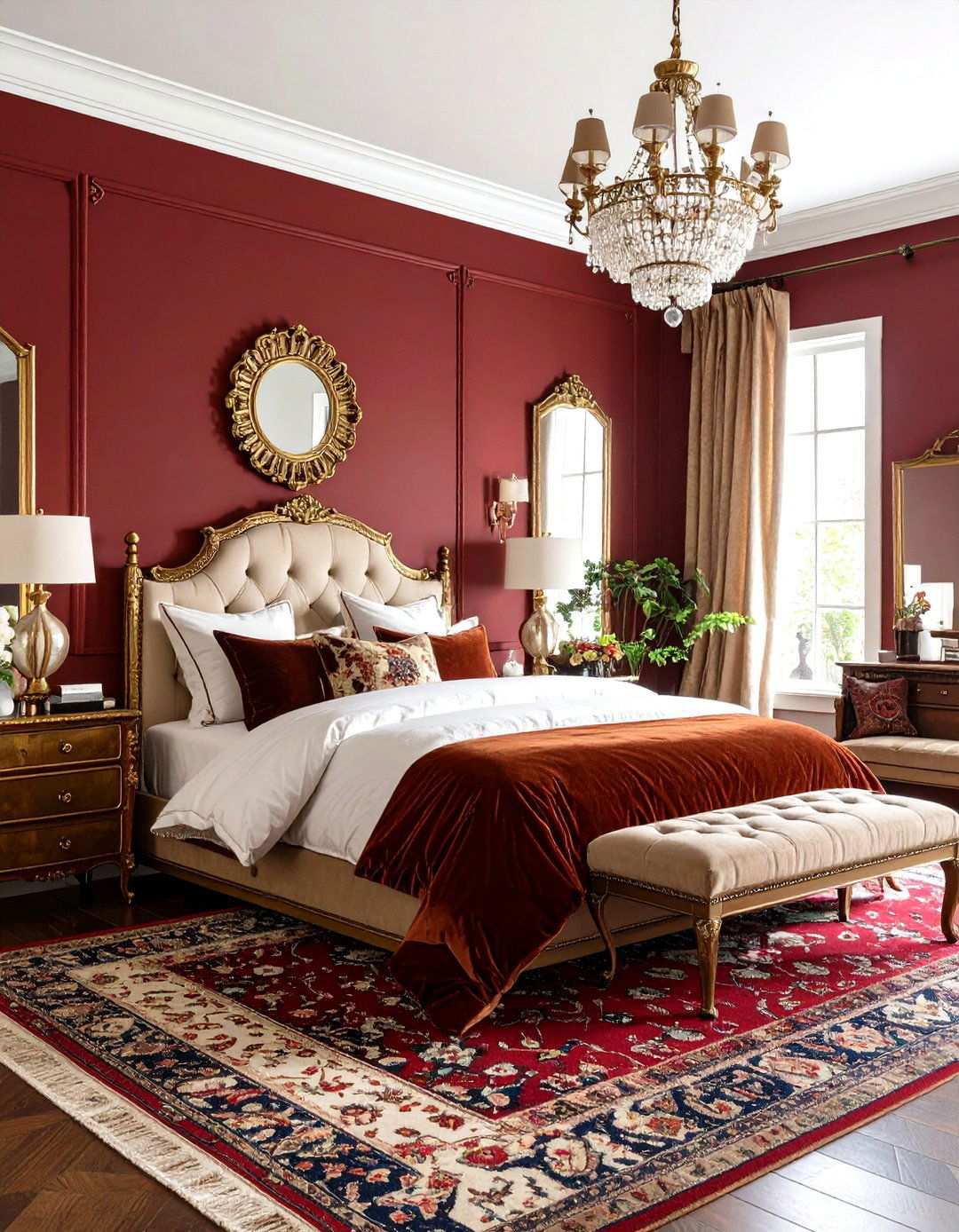 Vintage Rust Bedroom with Antique Brass - 24 Rust Bedroom Ideas