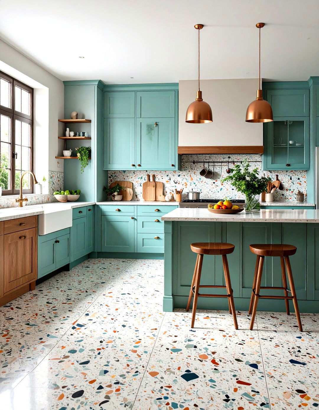 Vintage Style Terrazzo Kitchen Design - 24 Terrazzo Kitchen Floor Ideas