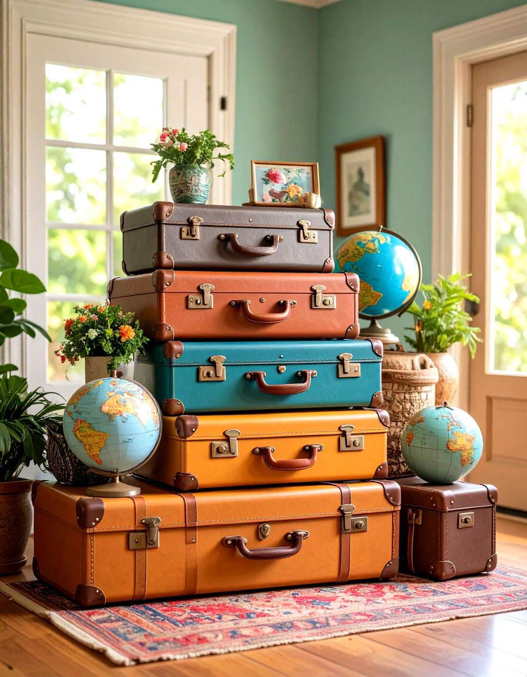 Vintage Suitcase and Photo Vignette - 24 Wall Collage Ideas