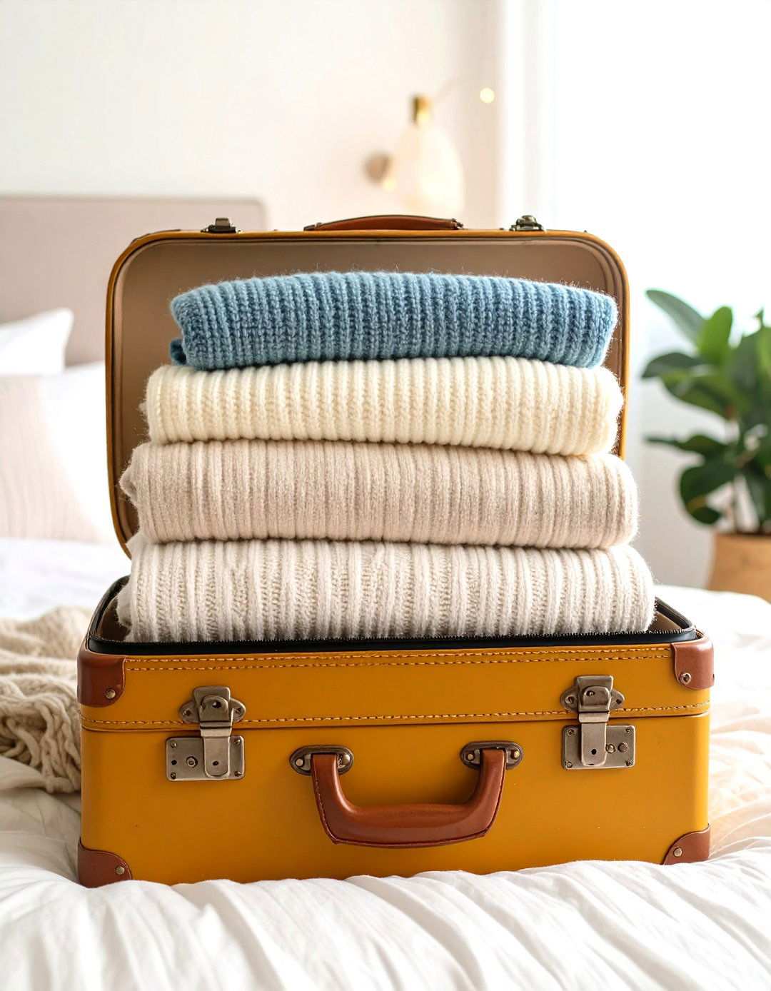 Vintage Suitcase Storage with Travel Inspired Organization - 24 sweater storage ideas