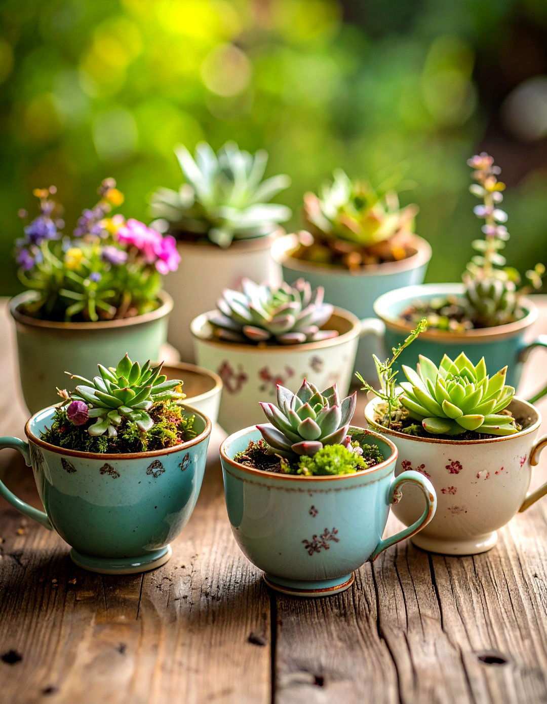 Vintage Tea Cup Garden - 24 Terrarium Ideas