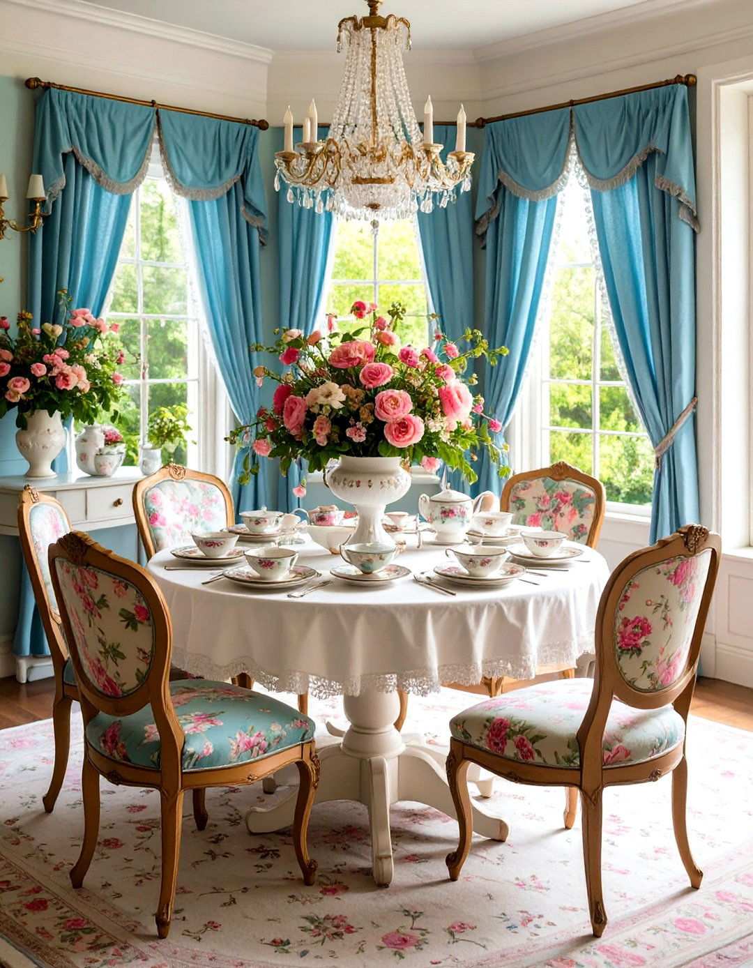 Vintage Tea Room Dining Room with Delicate Feminine Touches - 24 Vintage Dining Room Ideas