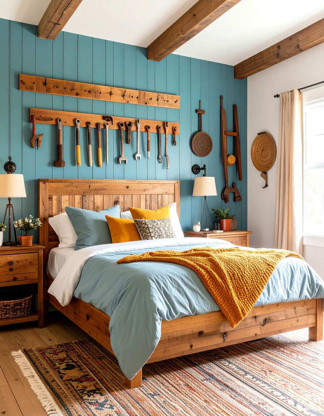Vintage Tool Wall Decor - 24 Rustic Bedroom Ideas