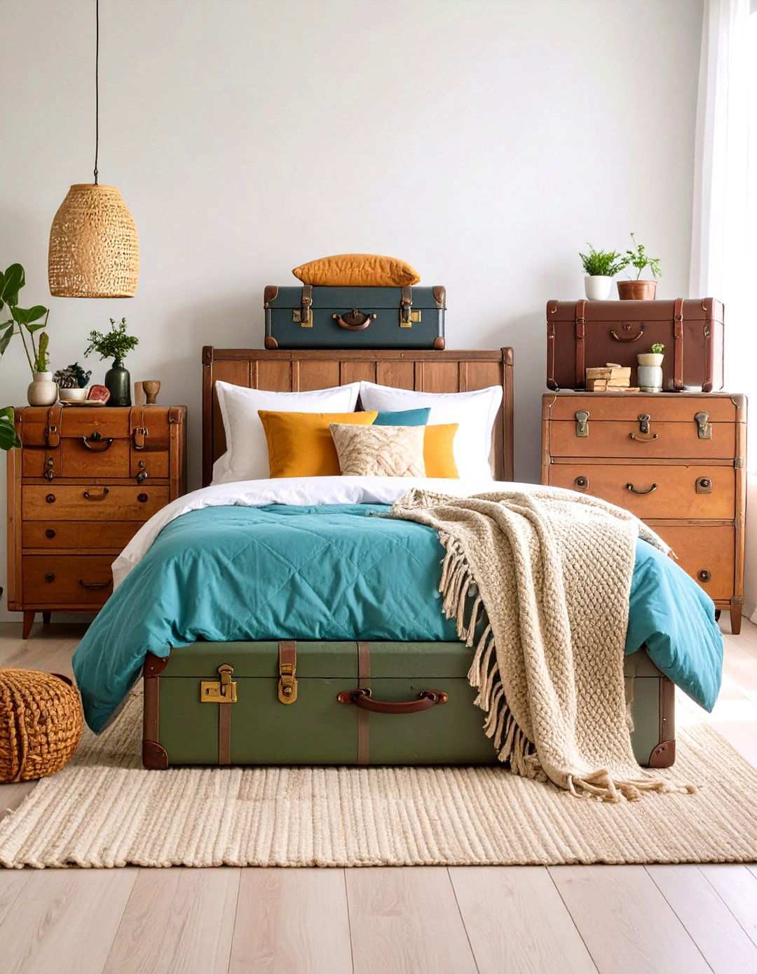 Vintage Trunk Storage Bedroom - 24 Western Bedroom Ideas