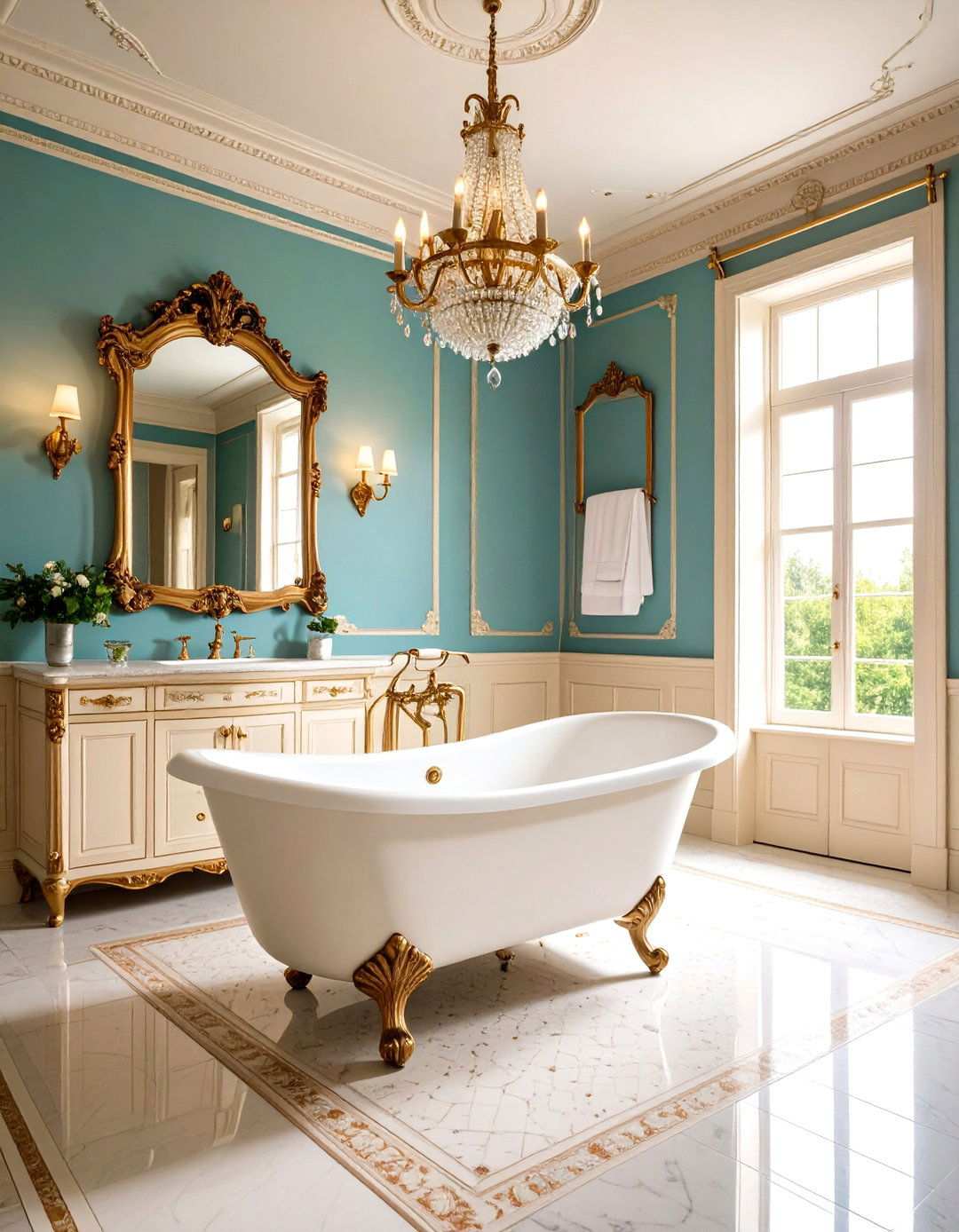 Vintage Victorian Windowless Bathroom with Ornate Details - 24 Windowless Bathroom Ideas