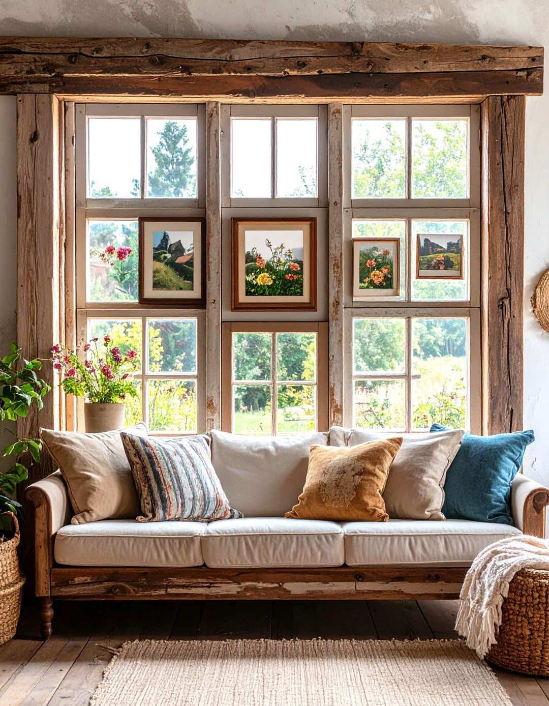 Vintage Window Frame Photo Displays - 24 Photo Wall Ideas