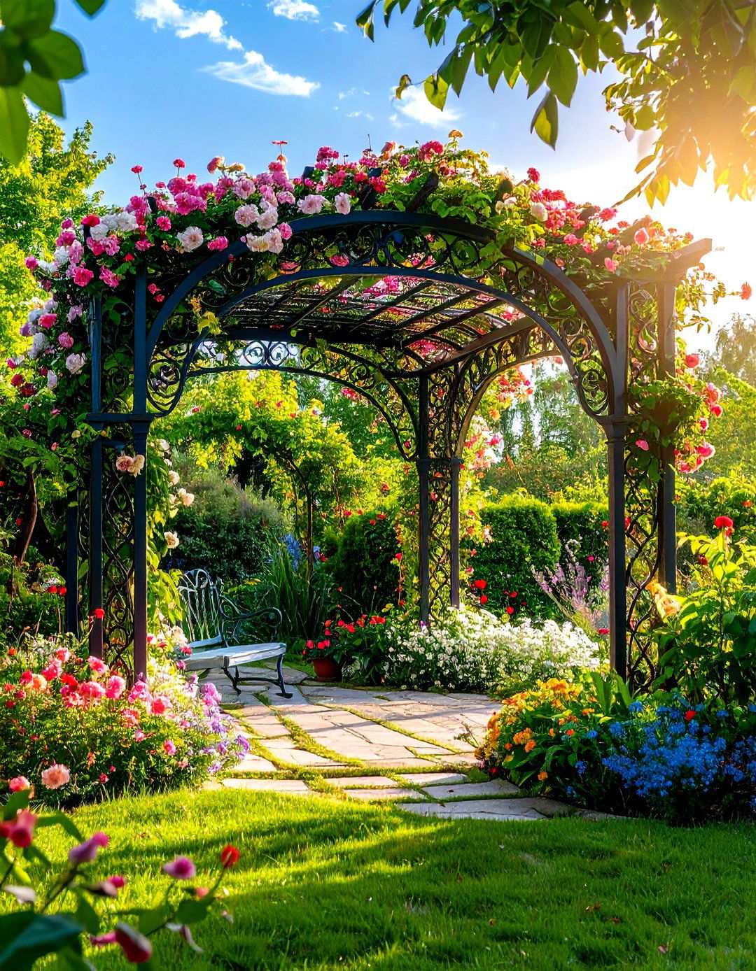 Vintage Wrought Iron Pergola Design - 24 Patio Pergola Ideas