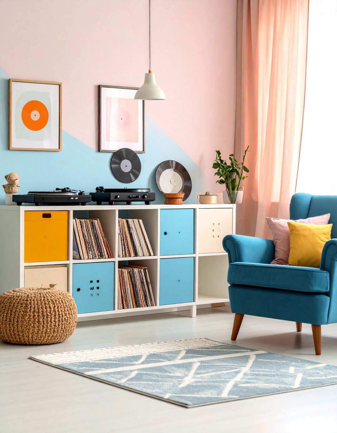 Vinyl Record Storage and Music Corner - 24 Mid-century Modern Nursery Ideas