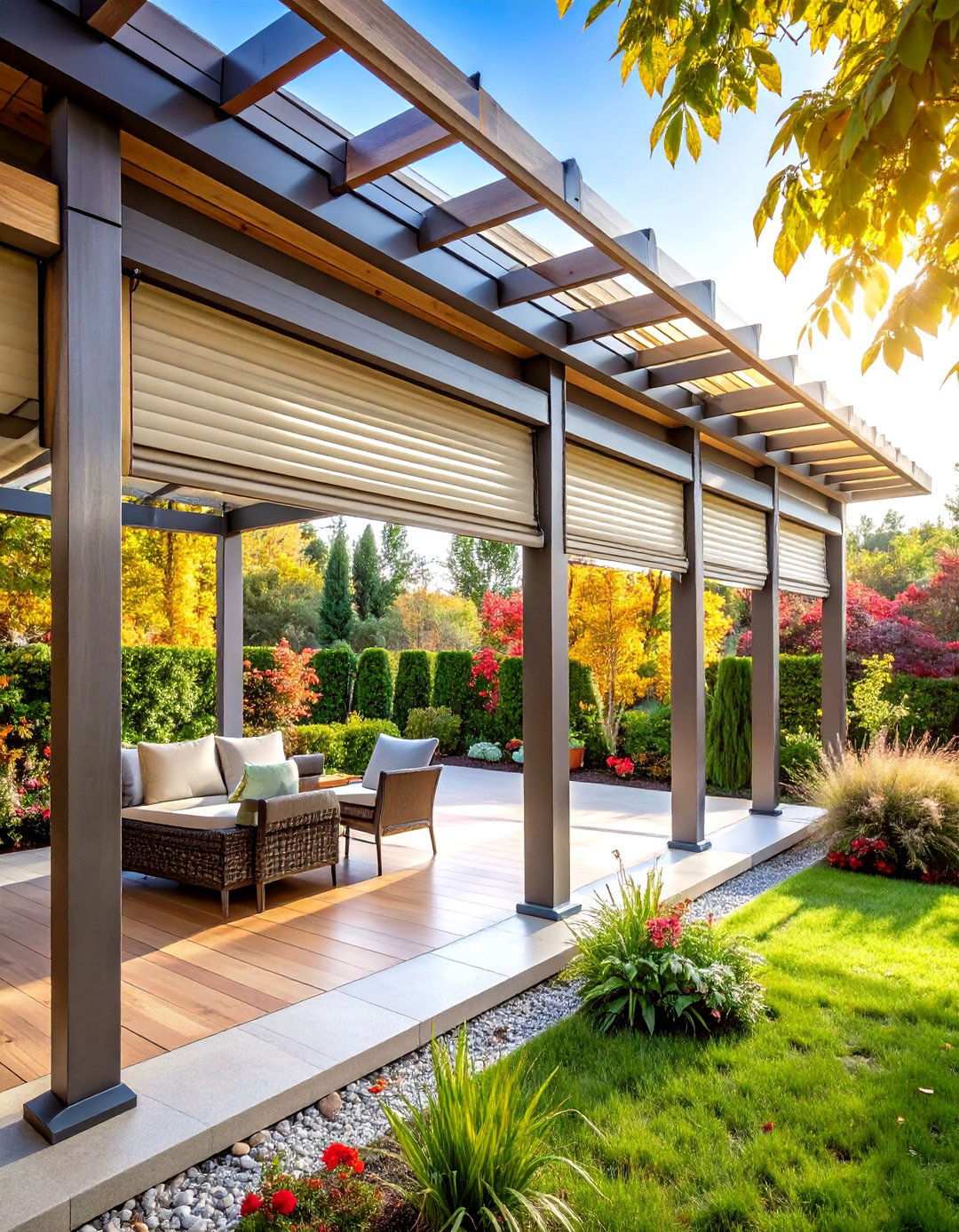 Vinyl Roll Up Blinds - 24 Pergola Roof Ideas