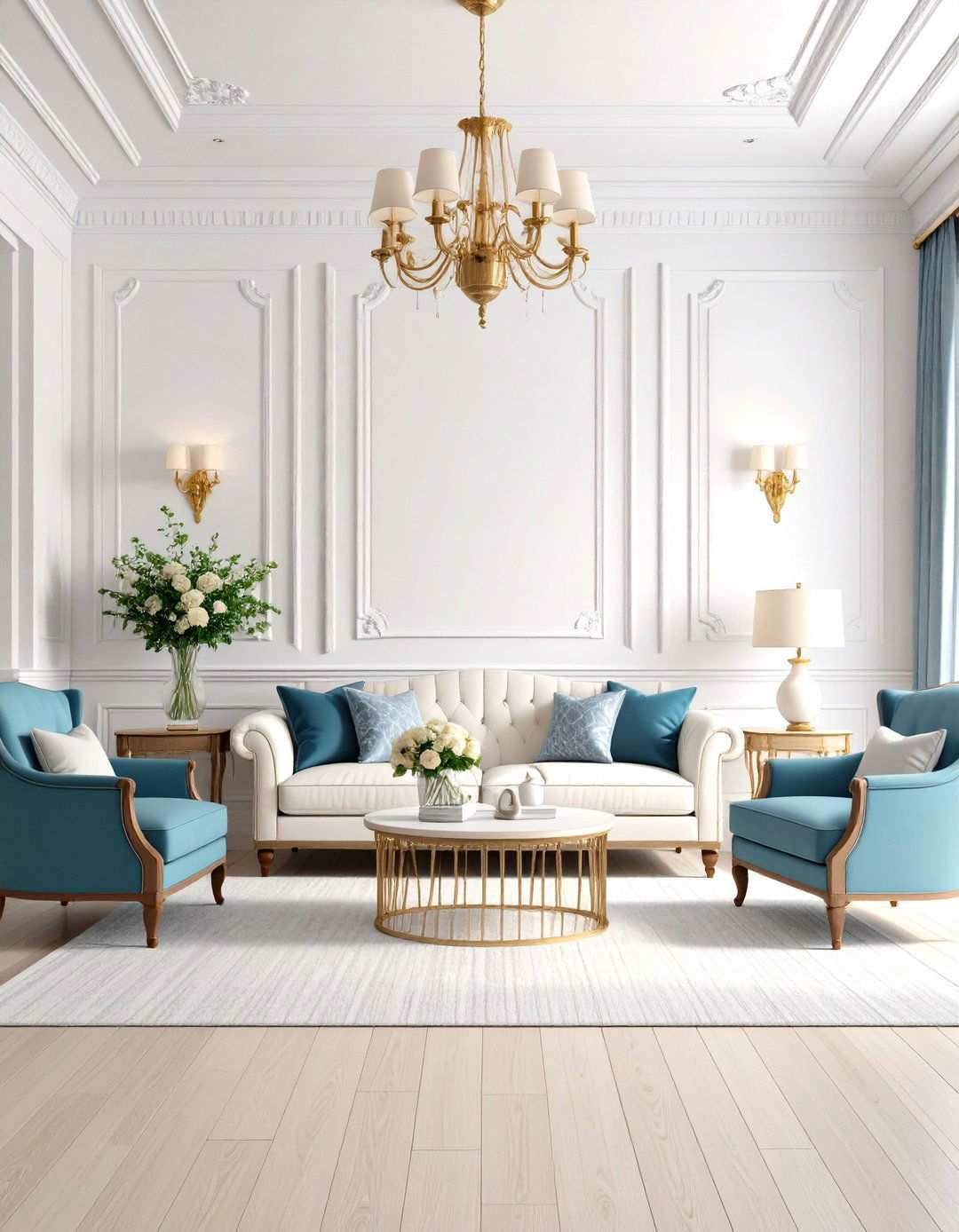 Wainscoting Wall Treatment Application - 24 Hamptons Living Room Ideas