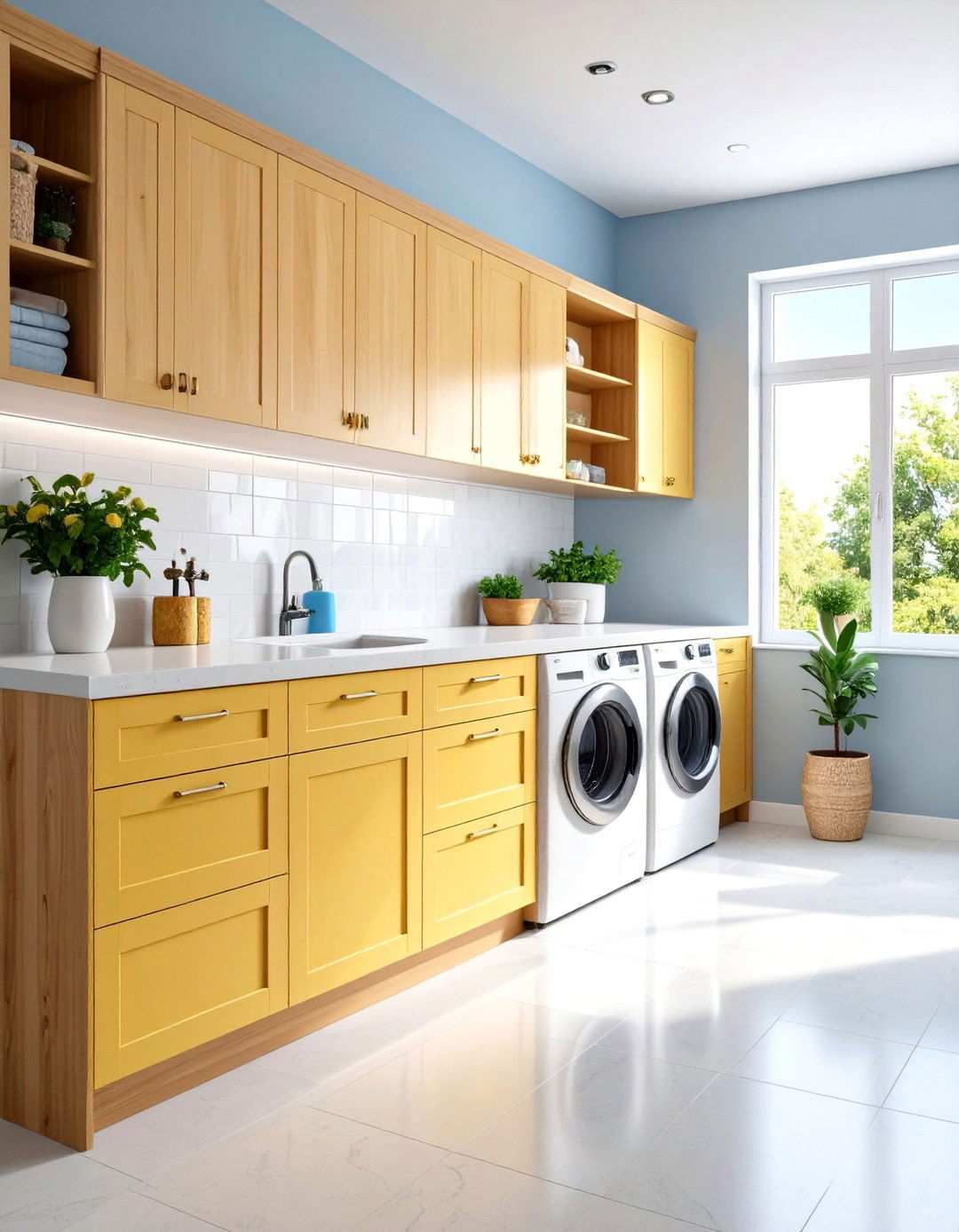 Wall Length Countertop Design - 24 Laundry Room Countertop Ideas