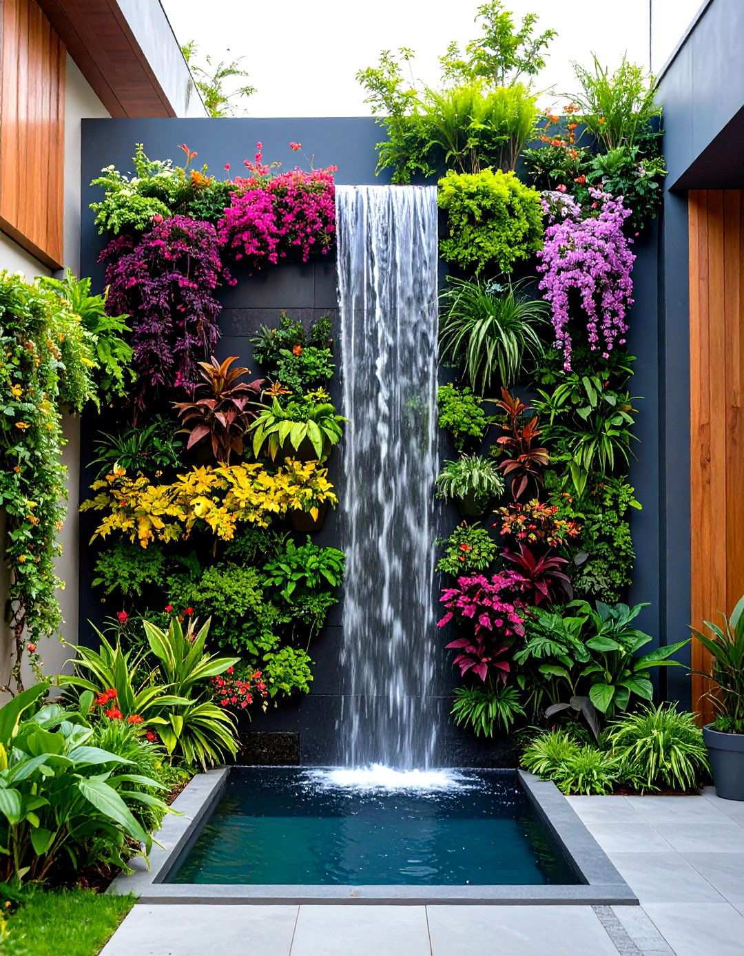 Wall Mounted Cascade Design - 24 Pondless Waterfall Ideas