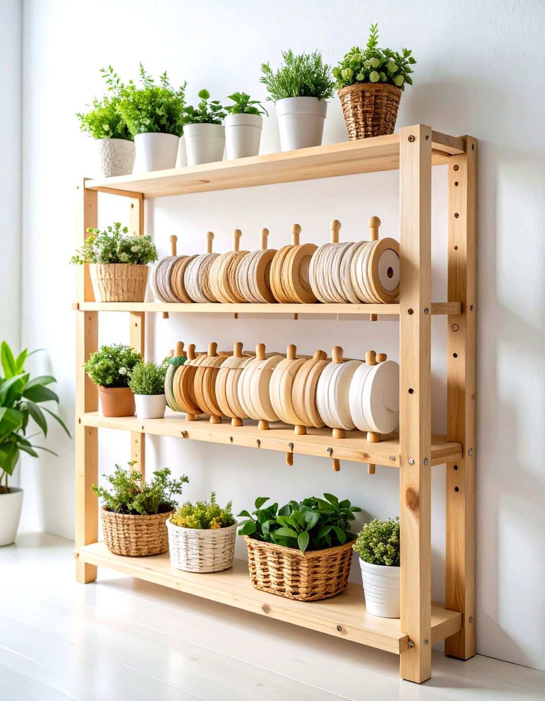 Wall Mounted Dowel Ribbon Rack System - 24 Ribbon Storage Ideas