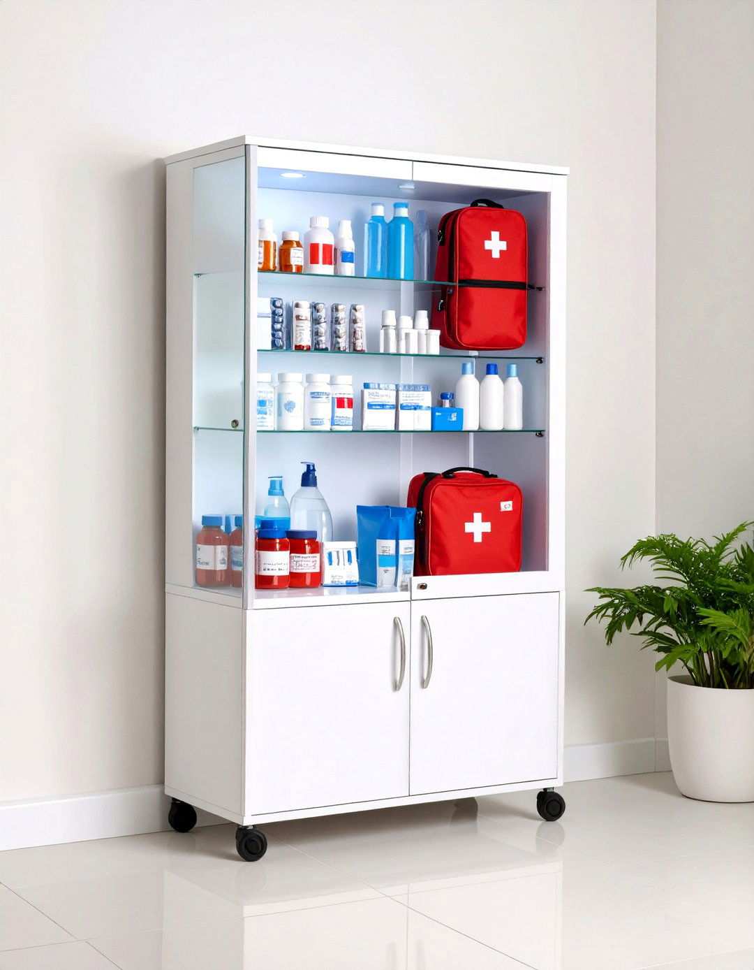 Wall Mounted First Aid Station with Emergency Access - 24 Medicine Storage Ideas