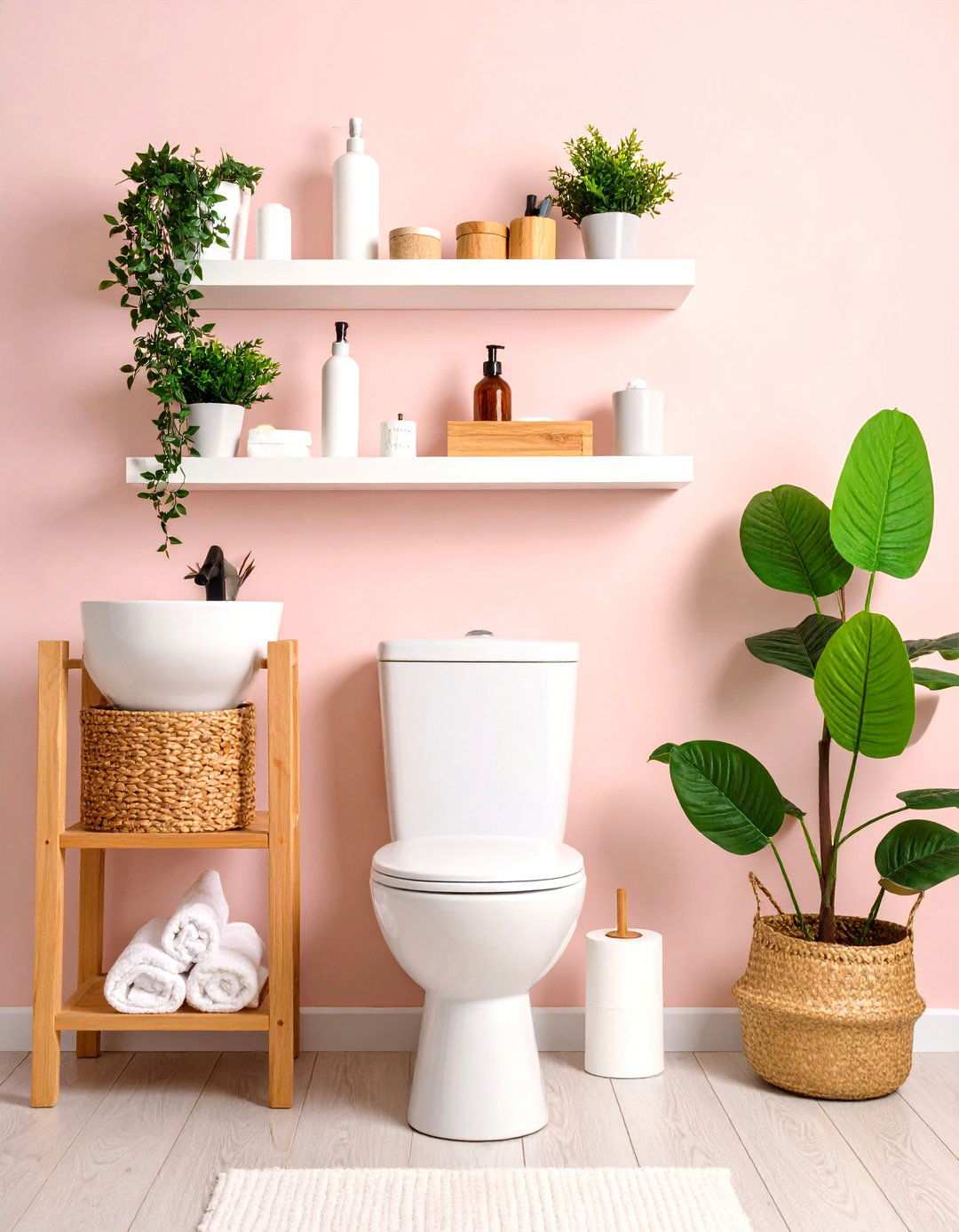 Wall Mounted Floating Shelves Above Toilet - 24 Small Bathroom Storage Ideas