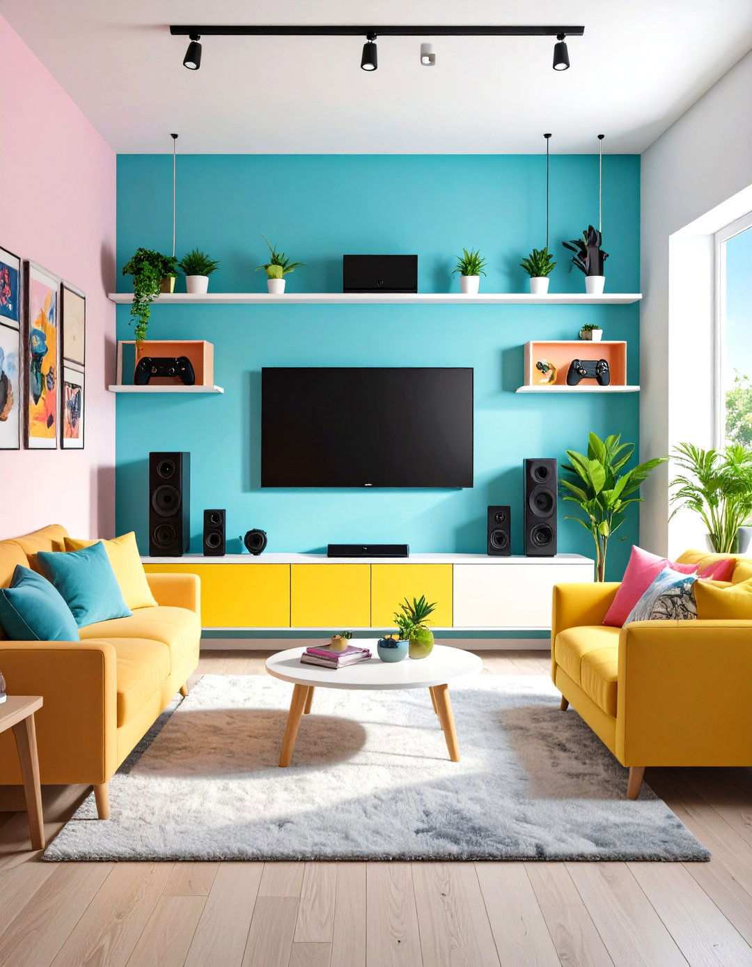 Wall Mounted Gaming Configuration - 24 Small Game Room Ideas
