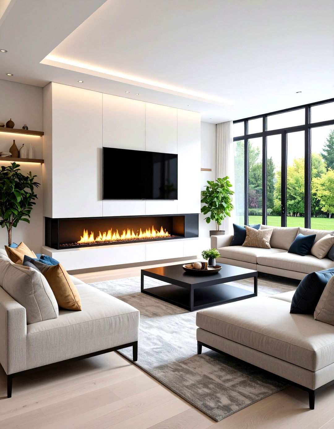 Wall Mounted Linear Fireplace - 24 Small Living Room Fireplace Ideas