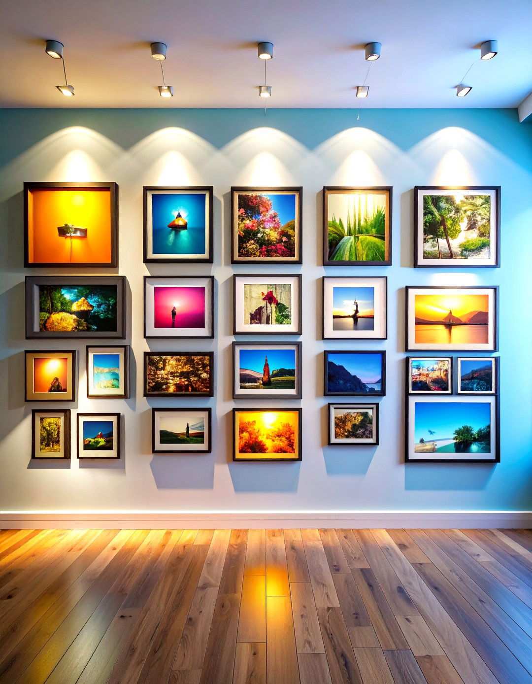 Wall Mounted Photo Gallery Display System - 24 Photo Storage Ideas