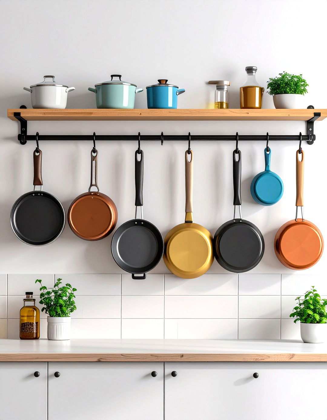 Wall Mounted Rail Systems - 24 Pots and Pans Storage Ideas