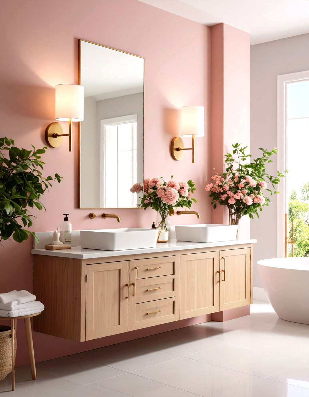 Wall Mounted Sconces with Brass Accents - 24 Small Bathroom Lighting Ideas