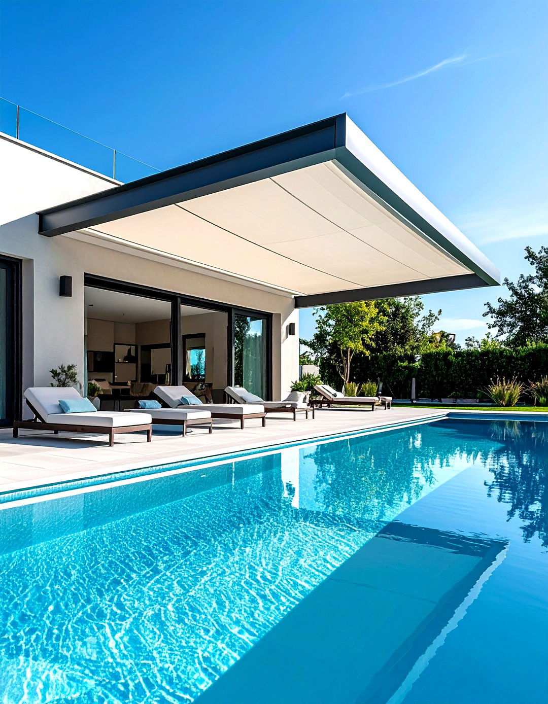 Wall Mounted Shade Extensions - 24 Pool Shade Ideas