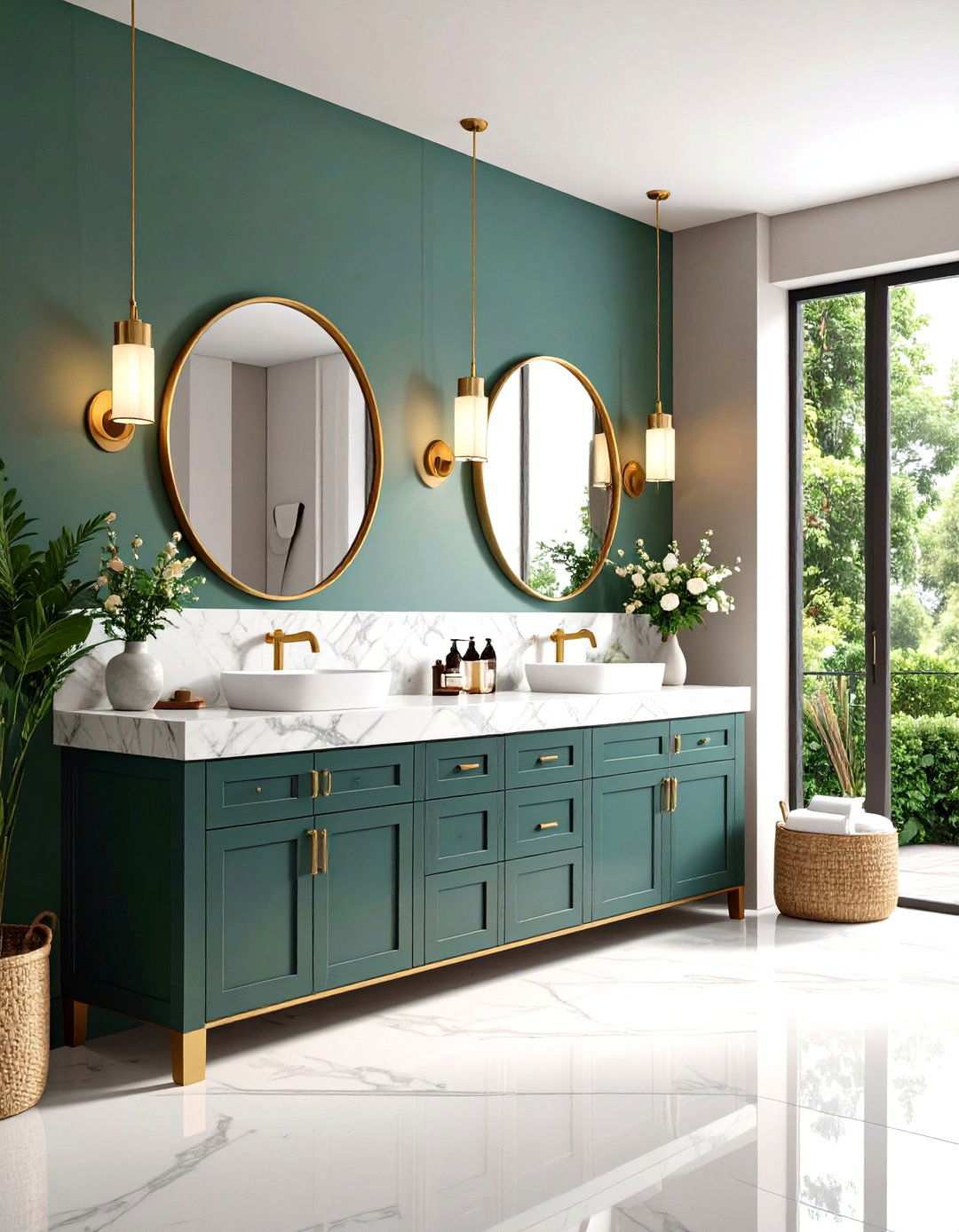 Wall to Wall Vanity with Continuous Counter Surface - 24 Small Bathroom Vanity Ideas