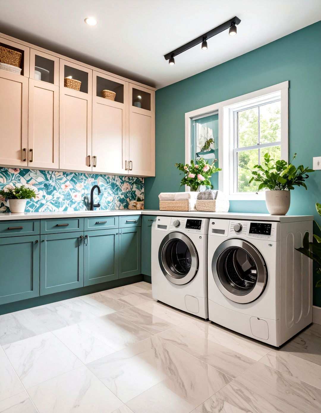 Wallpaper Accent Features - 24 Laundry Room Paint Ideas