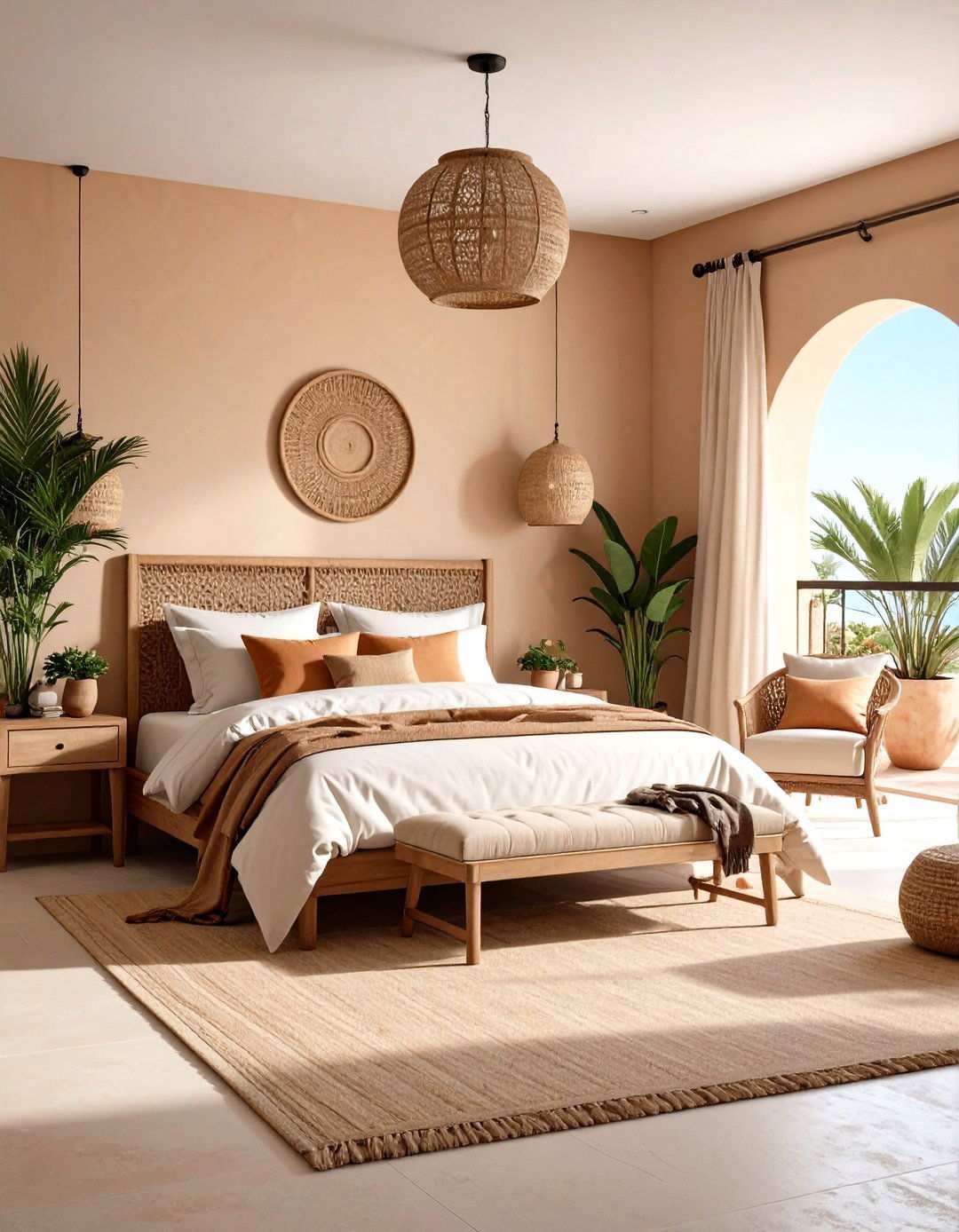 Warm Beige Limewash Mediterranean Bedroom - 24 Limewash Bedroom Ideas