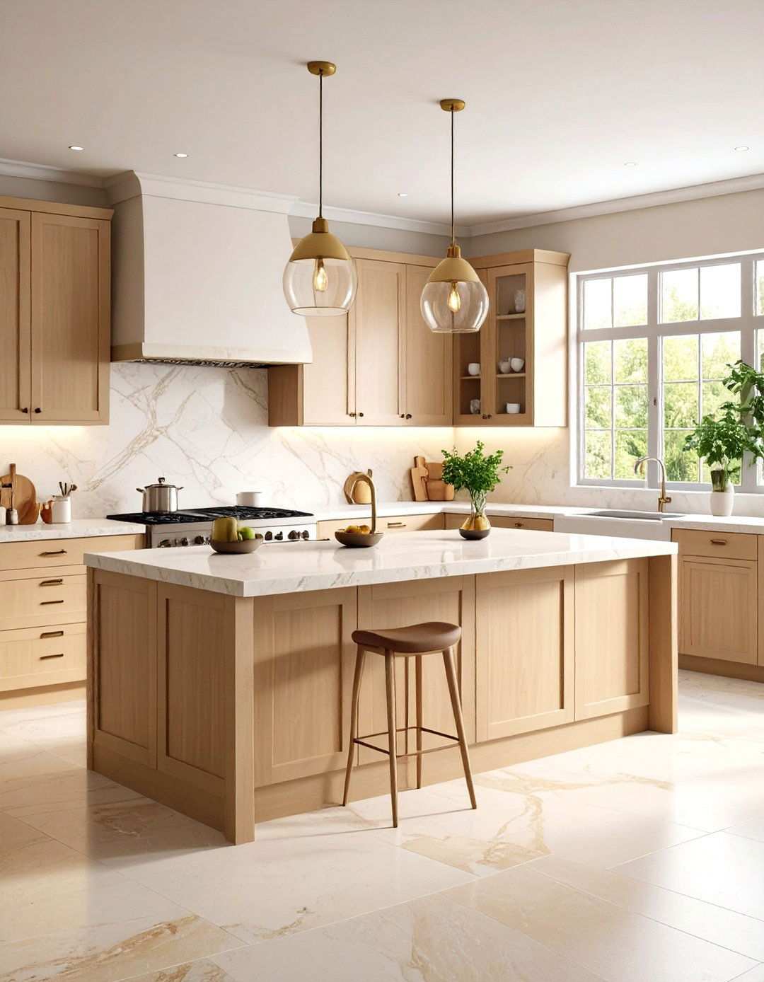 Warm Beige Natural Stone - 24 what color countertops go with oak cabinets