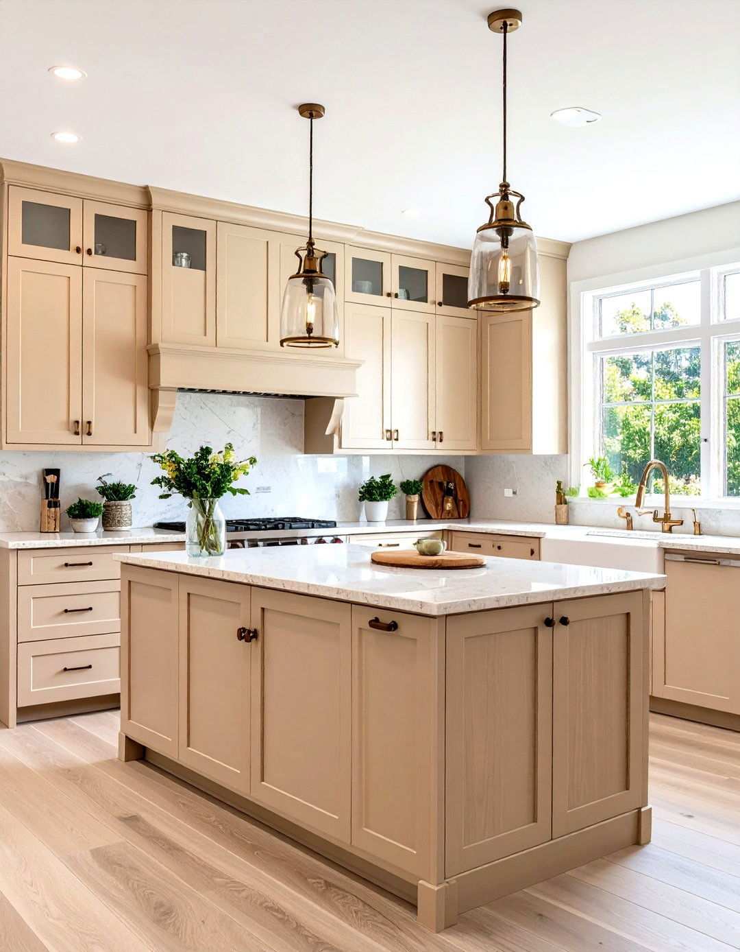 Warm Beige Transitional Kitchen Cabinets - 24 Kitchen Cabinet Color Ideas