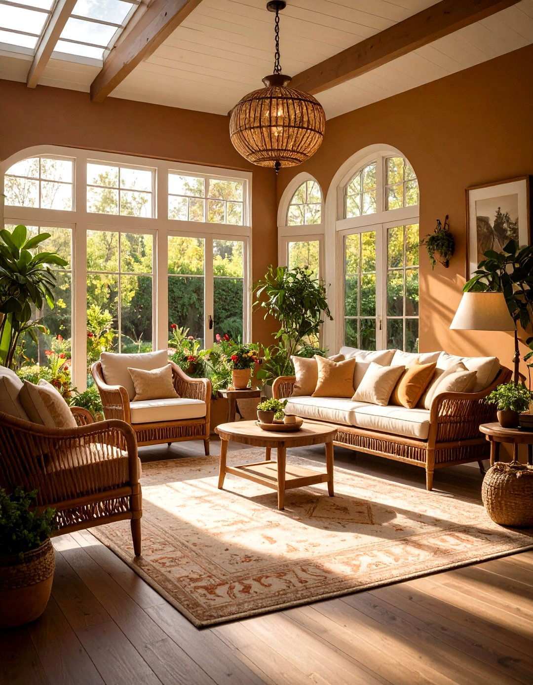 Warm Caramel Sunroom with Cozy Luxury - 24 Sunroom Color Ideas