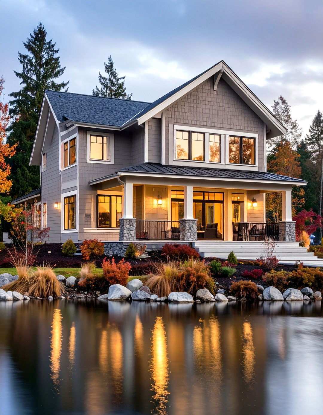 Warm Greige Balance - 24 Lake House Exterior Colors Ideas