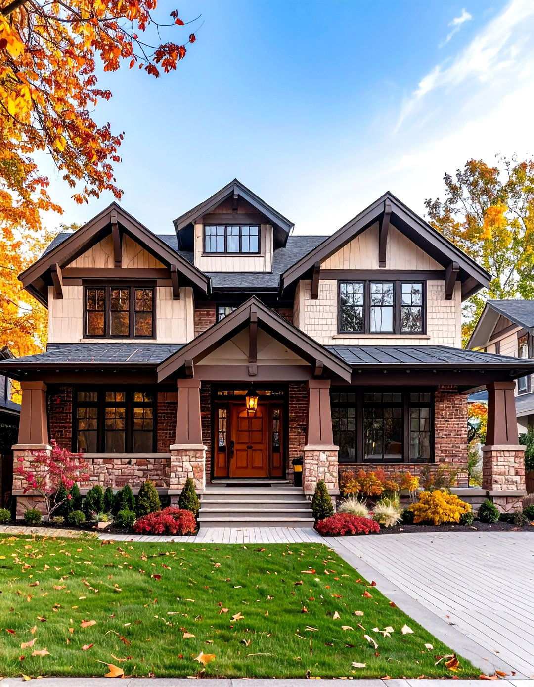 Warm Greige Craftsman Style - 24 Painted Brick Houses