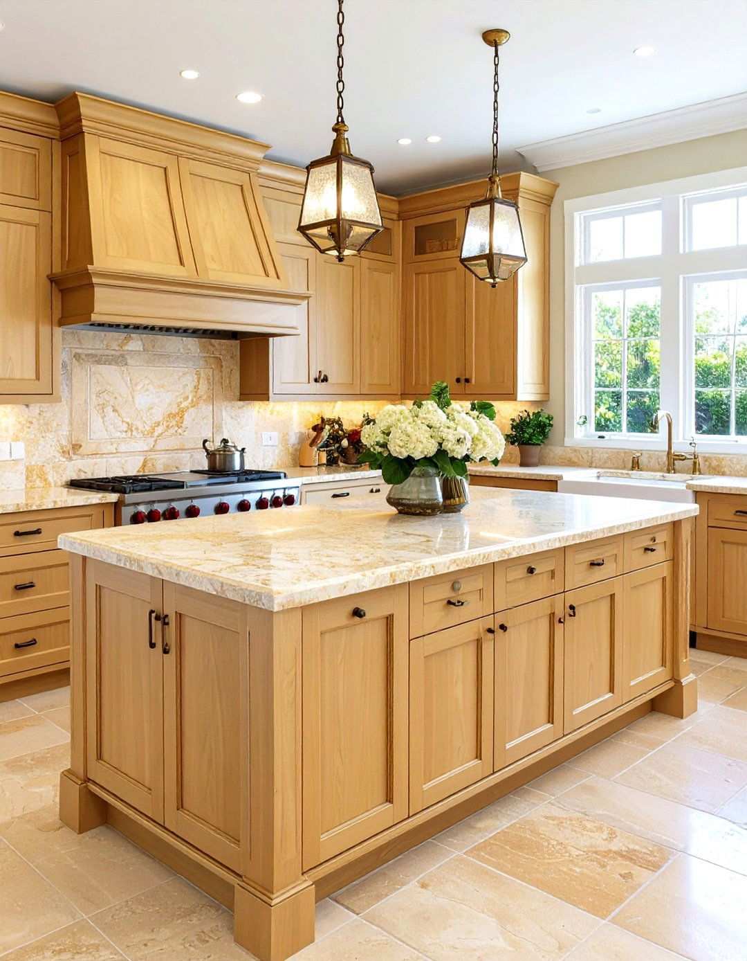 Warm Honey Limestone Textures - 24 what color countertops go with oak cabinets