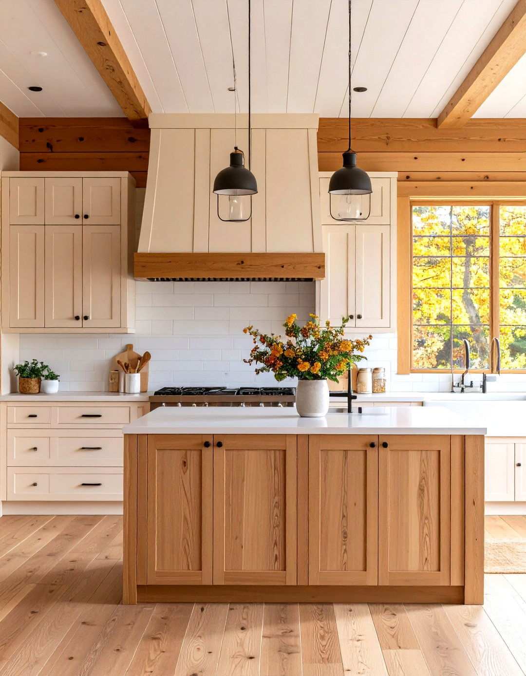 Warm Honey Oak Shiplap Elegance - 24 Shiplap Backsplash Ideas for Your Kitchen