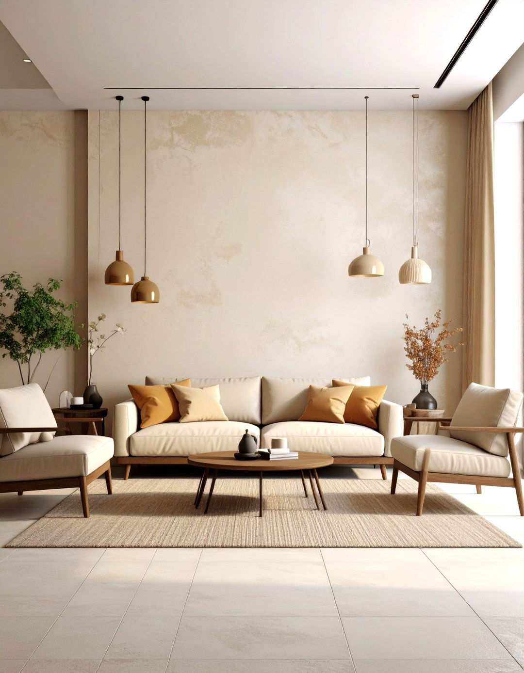 Warm Neutral Texture Combinations - 24 Living Room Accent Wall Ideas