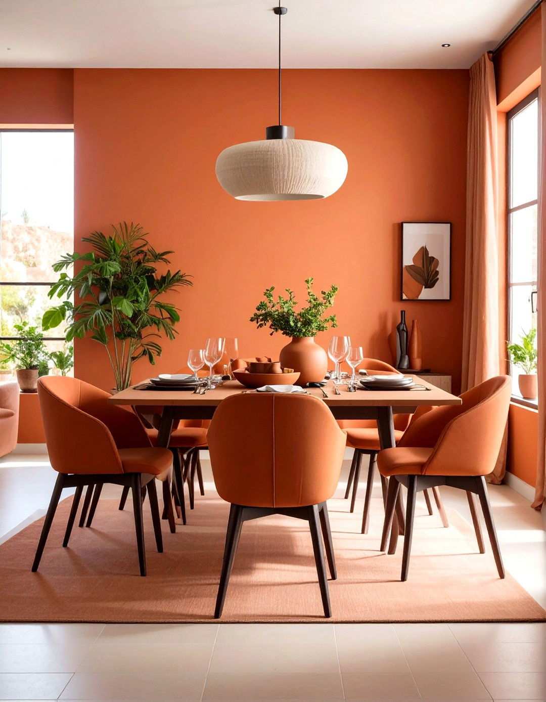 Warm Terracotta Dining Room Comfort - 24 Monochromatic Color Schemes for Rooms