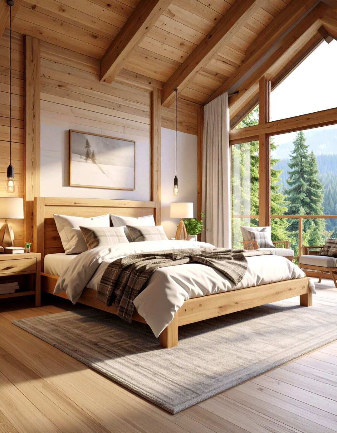Warm Wood Cabin Bedroom Style - 24 Men's Bedroom Ideas