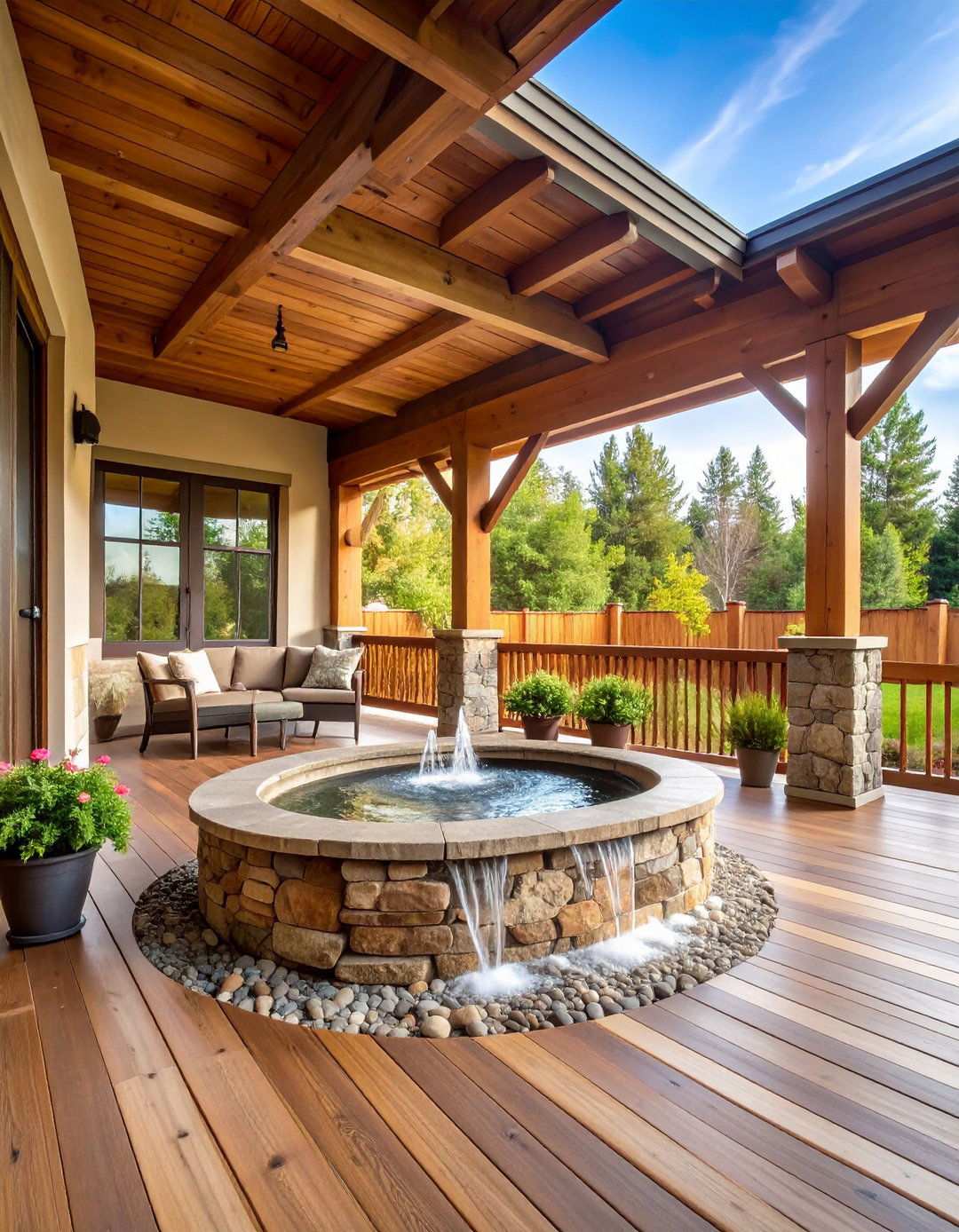 Water Feature Integration - 24 Raised Ranch Front Porch Ideas