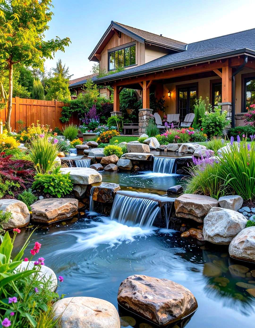Water Feature Integration Gardens - 24 Rock Landscaping Ideas