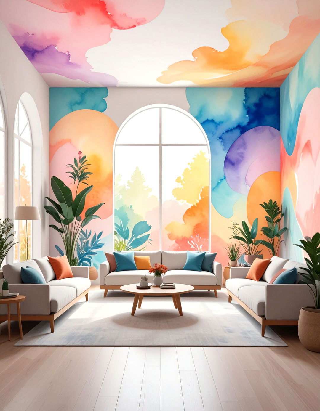 Watercolor Abstract Wall Murals - 24 Wall Mural Ideas